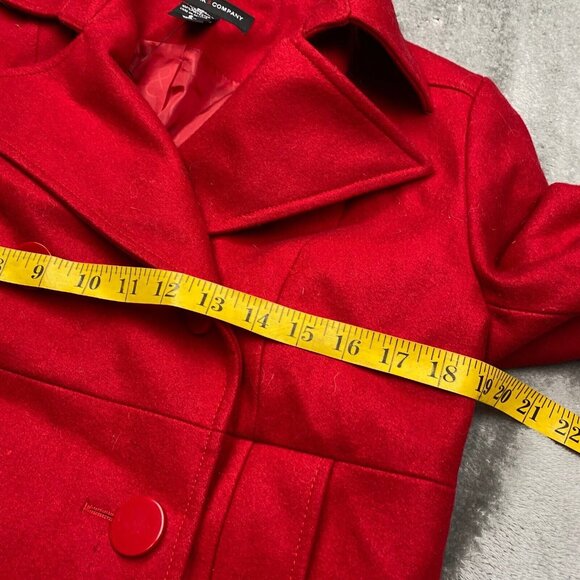 New York & Company Peacoat Womens 6 Red Wool Blend Double-Breasted Jacket Formal - Picture 5 of 12